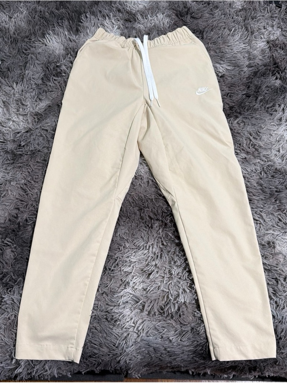 Nike Tan Drawstring Joggers with Black Swoosh